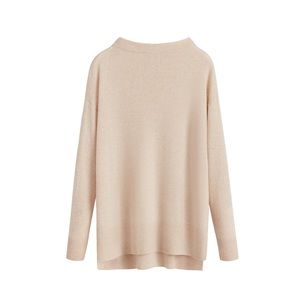 Cuyana Single-Origin Cashmere Funnel Neck Sweater Beige